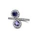 1 - Kevia Blue Sapphire and Iolite with Side Diamonds Bypass Ring 