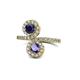 1 - Kevia Blue Sapphire and Iolite with Side Diamonds Bypass Ring 