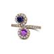 1 - Kevia Blue Sapphire and Amethyst with Side Diamonds Bypass Ring 