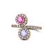 1 - Kevia Pink Sapphire and Tanzanite with Side Diamonds Bypass Ring 