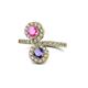 1 - Kevia Pink Sapphire and Iolite with Side Diamonds Bypass Ring 