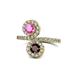 1 - Kevia Pink Sapphire and Red Garnet with Side Diamonds Bypass Ring 
