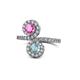 1 - Kevia Pink Sapphire and Aquamarine with Side Diamonds Bypass Ring 