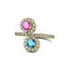 1 - Kevia Pink Sapphire and London Blue Topaz with Side Diamonds Bypass Ring 
