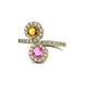 1 - Kevia Citrine and Pink Sapphire with Side Diamonds Bypass Ring 
