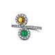 1 - Kevia Citrine and Emerald with Side Diamonds Bypass Ring 