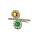 1 - Kevia Citrine and Emerald with Side Diamonds Bypass Ring 