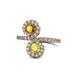 1 - Kevia Citrine and Yellow Diamond with Side Diamonds Bypass Ring 