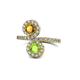 1 - Kevia Citrine and Peridot with Side Diamonds Bypass Ring 