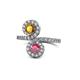 1 - Kevia Citrine and Rhodolite Garnet with Side Diamonds Bypass Ring 