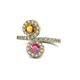 1 - Kevia Citrine and Rhodolite Garnet with Side Diamonds Bypass Ring 