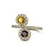 1 - Kevia Citrine and Red Garnet with Side Diamonds Bypass Ring 