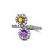 1 - Kevia Citrine and Amethyst with Side Diamonds Bypass Ring 