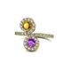 1 - Kevia Citrine and Amethyst with Side Diamonds Bypass Ring 