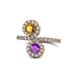 1 - Kevia Citrine and Amethyst with Side Diamonds Bypass Ring 