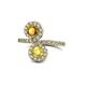 1 - Kevia Citrine and Yellow Sapphire with Side Diamonds Bypass Ring 