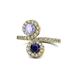 1 - Kevia Tanzanite and Blue Sapphire with Side Diamonds Bypass Ring 