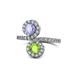 1 - Kevia Tanzanite and Peridot with Side Diamonds Bypass Ring 