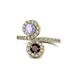 1 - Kevia Tanzanite and Red Garnet with Side Diamonds Bypass Ring 