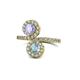 1 - Kevia Tanzanite and Aquamarine with Side Diamonds Bypass Ring 