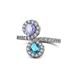 1 - Kevia Tanzanite and London Blue Topaz with Side Diamonds Bypass Ring 