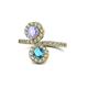 1 - Kevia Tanzanite and London Blue Topaz with Side Diamonds Bypass Ring 