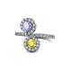 1 - Kevia Tanzanite and Yellow Sapphire with Side Diamonds Bypass Ring 