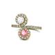 1 - Kevia White Sapphire and Pink Tourmaline with Side Diamonds Bypass Ring 