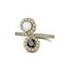 1 - Kevia White Sapphire and Black Diamond with Side Diamonds Bypass Ring 
