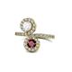 1 - Kevia White Sapphire and Ruby with Side Diamonds Bypass Ring 