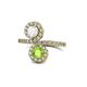 1 - Kevia White Sapphire and Peridot with Side Diamonds Bypass Ring 