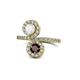 1 - Kevia White Sapphire and Red Garnet with Side Diamonds Bypass Ring 