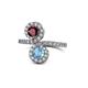 1 - Kevia Ruby and Blue Topaz with Side Diamonds Bypass Ring 