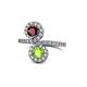 1 - Kevia Ruby and Peridot with Side Diamonds Bypass Ring 