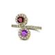 1 - Kevia Ruby and Amethyst with Side Diamonds Bypass Ring 