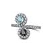 1 - Kevia Aquamarine and Black Diamond with Side Diamonds Bypass Ring 