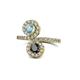 1 - Kevia Aquamarine and Black Diamond with Side Diamonds Bypass Ring 