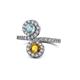 1 - Kevia Aquamarine and Citrine with Side Diamonds Bypass Ring 