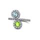 1 - Kevia Aquamarine and Peridot with Side Diamonds Bypass Ring 