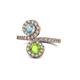 1 - Kevia Aquamarine and Peridot with Side Diamonds Bypass Ring 