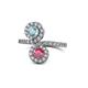1 - Kevia Aquamarine and Rhodolite Garnet with Side Diamonds Bypass Ring 