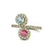 1 - Kevia Aquamarine and Rhodolite Garnet with Side Diamonds Bypass Ring 