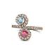1 - Kevia Aquamarine and Rhodolite Garnet with Side Diamonds Bypass Ring 