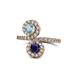 1 - Kevia Aquamarine and Blue Sapphire with Side Diamonds Bypass Ring 