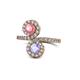 1 - Kevia Pink Tourmaline and Tanzanite with Side Diamonds Bypass Ring 