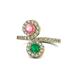 1 - Kevia Pink Tourmaline and Emerald with Side Diamonds Bypass Ring 