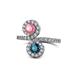 1 - Kevia Pink Tourmaline and Blue Diamond with Side Diamonds Bypass Ring 