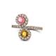 1 - Kevia Pink Tourmaline and Citrine with Side Diamonds Bypass Ring 