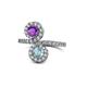 1 - Kevia Amethyst and Aquamarine with Side Diamonds Bypass Ring 
