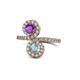 1 - Kevia Amethyst and Aquamarine with Side Diamonds Bypass Ring 